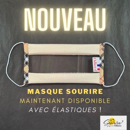 Nouveaux Masques Transparents Sourire Odiora avec élastiques