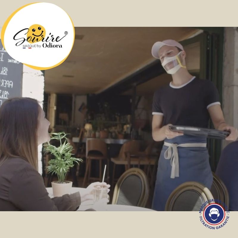 pour le déconfinement et l'ouverture des terrasses des restaurants, sortons couvert mais en affichant son plus beau sourire. Retrouvez un peu de convivialité pour accueillir vos clients.